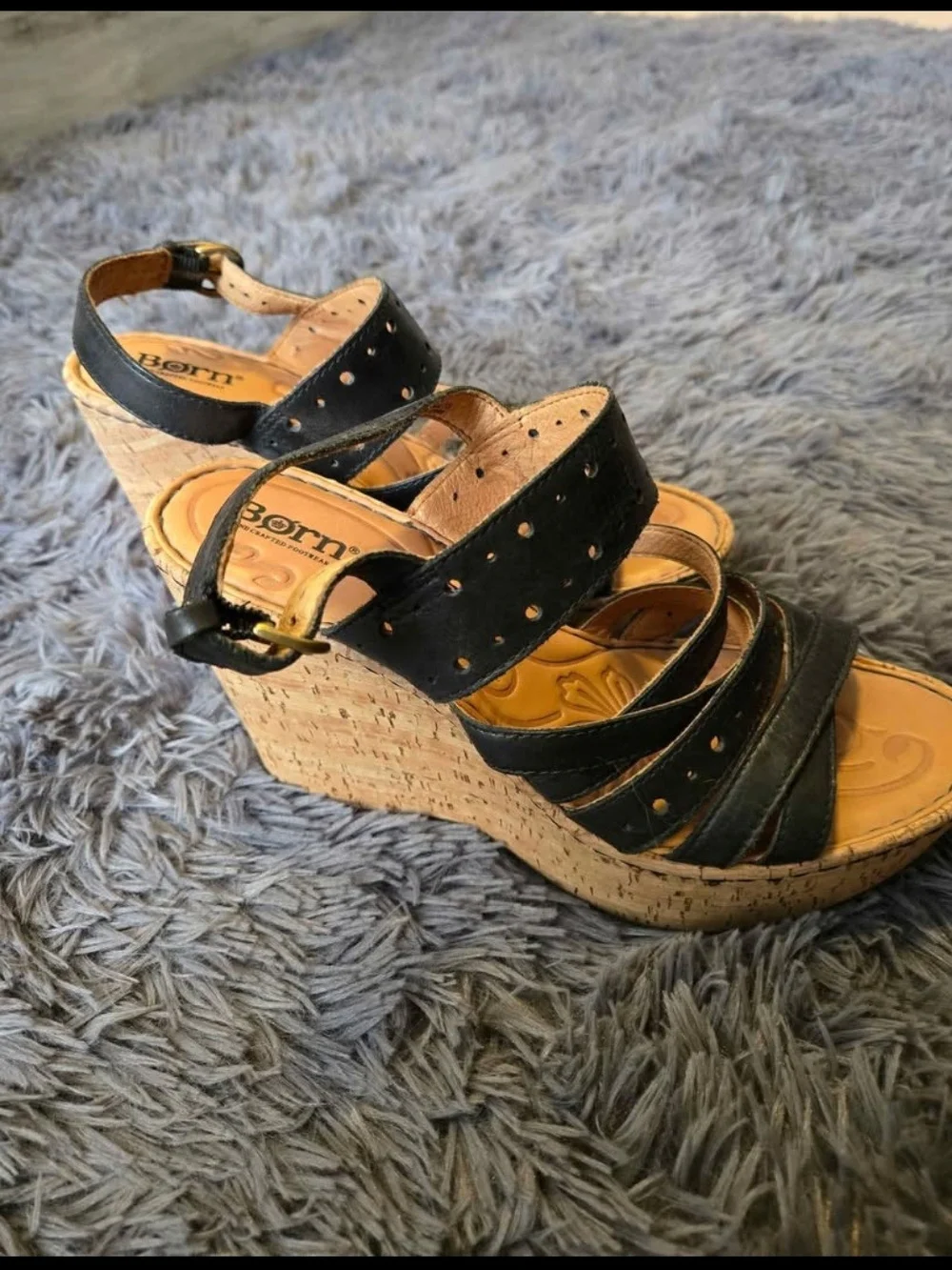 Born Black Leather Strappy Sandals